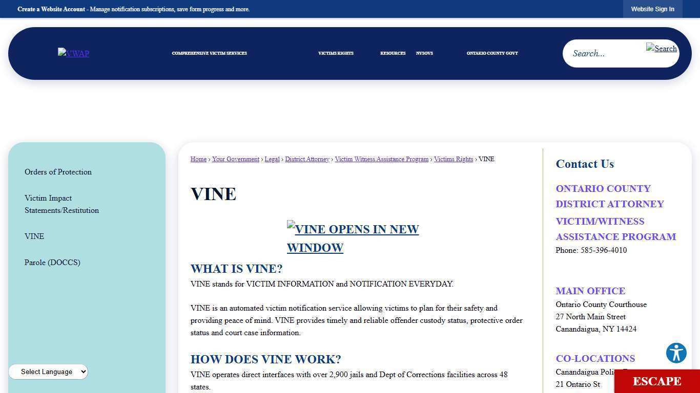 VINE | Ontario County, NY - Official Website